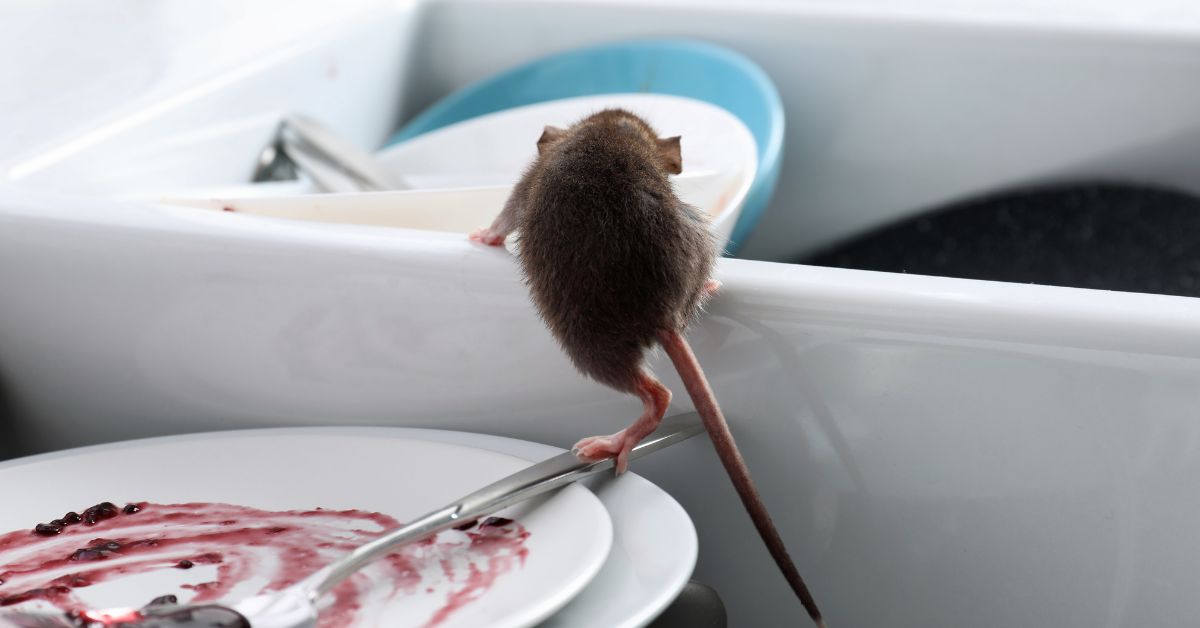 rodent climbing on dishes