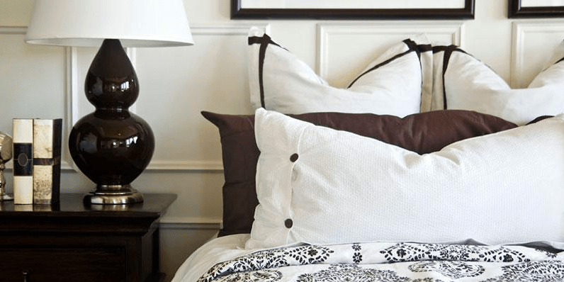Brown and white comforter