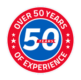 Circular badge shows Over 50 Years of Experience.