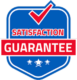 Blue badge displays red checkmark and Satisfaction Guarantee text.