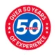 Circular badge shows Over 50 Years of Experience.