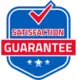 Blue badge displays red checkmark and Satisfaction Guarantee text.