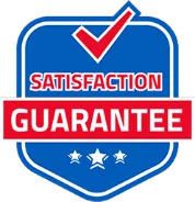 Blue badge displays red checkmark and Satisfaction Guarantee text.